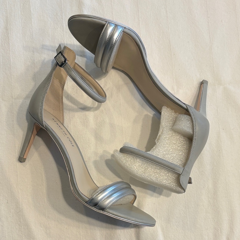 Kenneth Cole Silver Strappy Heels